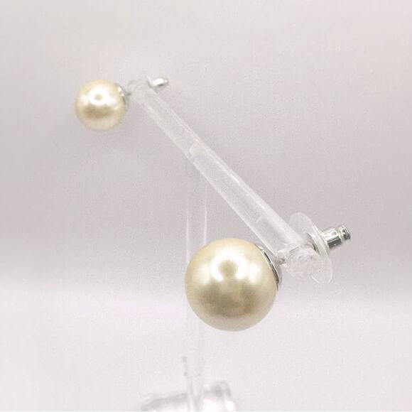 Faux pearl stud earrings classic minimalist preppy pierced retro traditional - Picture 6 of 8